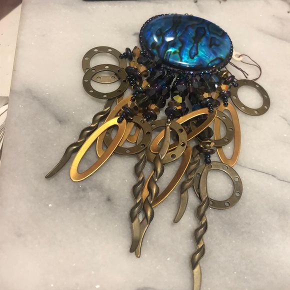 Vintage Chipita Stunning Crystal and Antiqued Findings Brooch-Boutique